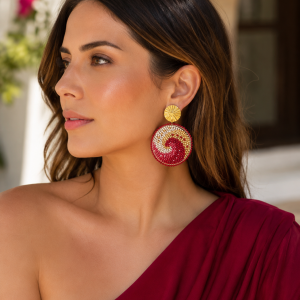 Aretes Rubí Dorado