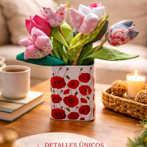 Flores de tela estampada